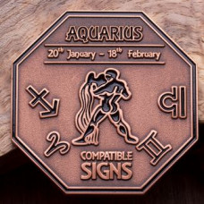 Aquarius Zodiac Challenge Coin