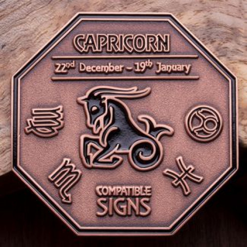Capricorn Zodiac Challenge Coin Capricorn Zodiac Challenge Coin