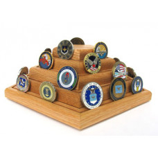 Wooden Pentagonal Challenge Coin Display