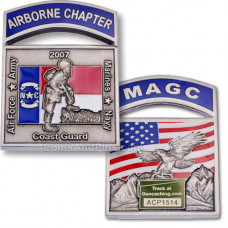 Airborne Chapter MAGC Geocoin - antique silver