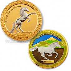 American Mustang Geocoin - gold+nickel