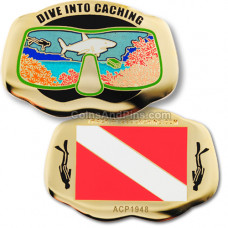 Dive into Caching Geocoin - polished gold