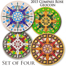 2015 Compass Rose Geocoin - Set of 4