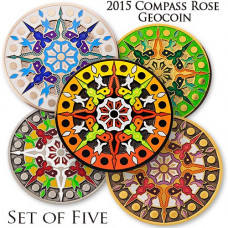 2015 Compass Rose Geocoin - Set of 5