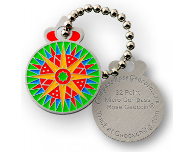 Micro Compass Rose Geocoin - 32 Point