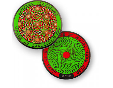 Optical Illusions Geocoin - Psychedelic Green