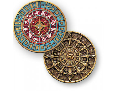 Time and Space Geocoin - blue bronze