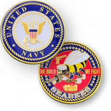 Navy Seabee geocoin - polished gold