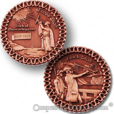 Cross Staff and Back Staff Geocoin - antique copper