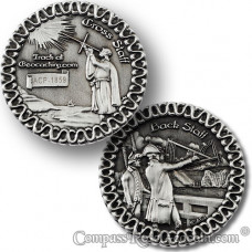 Cross Staff and Back Staff Geocoin - antique silver