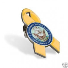 Navy Emblem Yellow Ribbon Lapel Pin